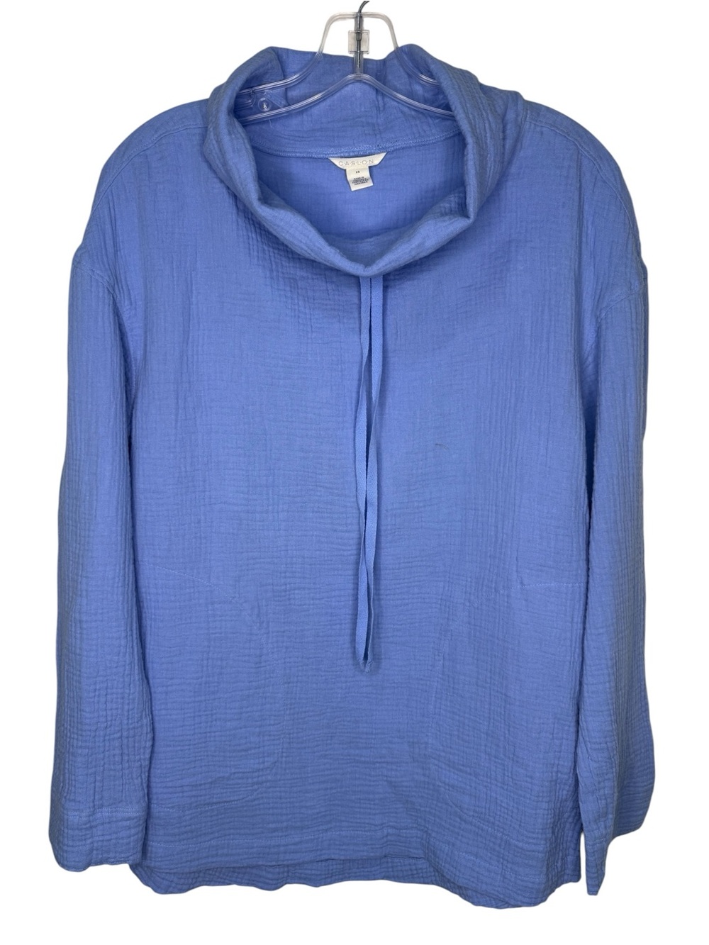 Caslon Periwinkle Blue Gauze Textured Cowl Pullover Size XSmall